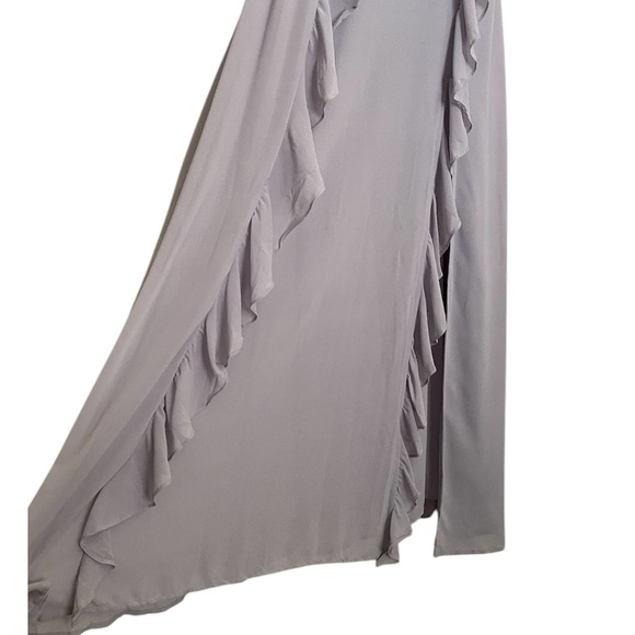 ASTR The Label Adoria Ruffled V-Neck Side Slit Chiffon Maxi Dress NEW - Picture 14 of 14